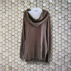 Shrinking Violet | Casual Khaki Green Cowl Neck Wool Blend Sweater (SIZE S)